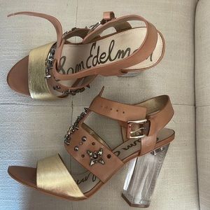 Sam Edelman sandals, tan and gold, size 10